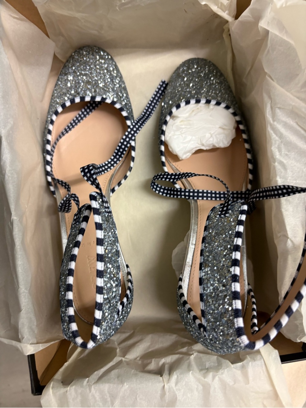 J. Crew Collection Glittery Ankle-Tie Pumps. Size 9. Like New.